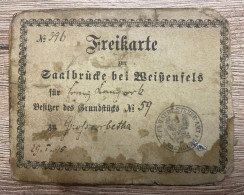 Einmalige Freikarte, Weisenfels Zur Saalbrücke Bei Weisenfels, Großkorbetha, 29.05.1895, Wegezoll Befreit. - Weissenfels