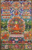 China - Emperor Qianglong's Preaching Doctrines, Thangka On Cotton Fabric, Tibetan Buddhist Relic At Yonghe Lamasery, BJ - Tíbet