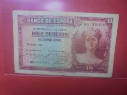 ESPAGNE 10 PESETAS 1935 Circuler - 10 Peseten