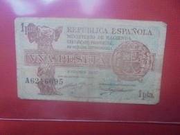 ESPAGNE 1 PESETA 1937 Circuler - 1-2 Pesetas