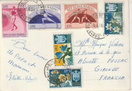 ***  SAN MARINO *** SAINT MARIN  - Série  Timbres  Bel Affranchissement  Sur Carte Postale  - Lettres & Documents