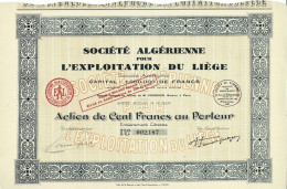 - Titre De 1929 - Société Algérienne Pour L'exploitation Du Liège - - Africa