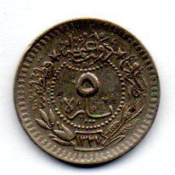 OTTOMAN EMPIRE - SULTAN MUHAMMAD V, 5 Para, Nickel, Year 3 (AH1327), KM # 759 - Sonstige – Asien