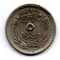 OTTOMAN EMPIRE - SULTAN MUHAMMAD V, 5 Para, Nickel, Year 4 (AH1327), KM # 759 - Other - Asia