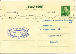 Norway Postcard Postal Stationery Sent To Denmark 25-1-1963 - Covers & Documents