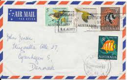 Australia Air Mail Cover Sent To Denmark Adelaide 12-5-1967 With Topic Stamps BIRDS & FISH - Storia Postale