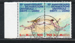 REPUBBLICA DI SAN MARINO 1998 DICHIARAZIONE UNIVERSALE DEI DIRITTI DELL'UOMO HUMAN RIGHTS SERIE COMPLETA SET USATA USED - Used Stamps