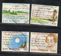 REPUBBLICA DI SAN MARINO 1998 GIACOMO LEOPARDI CENTENARIO DELLA NASCITA SERIE COMPLETA COMPLETE SET USATA USED OBLITERE' - Usados