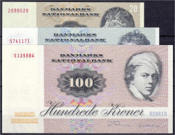 20, 50 U. 100 Kroner 1984, 1985 U. 1986. I. Pick 49e, 50g, 51o. - Denmark