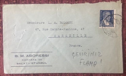 TURKEY,TURKEI,TURQUIE ,ISTANBUL TO FRANCE,MARSEILLE, ,1935 ,COVER - Cartas & Documentos