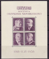 POLAND 1938 MICHEL NO: Bl. 7 MNH - Unused Stamps