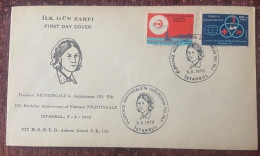 TURKEY,TURKEI,TURQUIE ,150.BIRTDAY ANNIVERSARY OF ,FLORENCE NIGHTINGALE , 1970 ,FDC - Covers & Documents