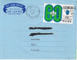 Hong Kong To USA 1971 Air Mail Form, Daimond Jubilee, Single Stamp - Covers & Documents