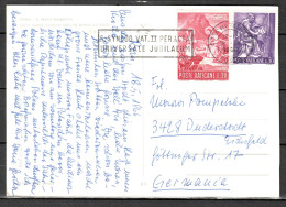 MiNr. 487 + 491, Weihnachten, Auf Postkarte Nach Deutschland; B-1967 - Cartas & Documentos