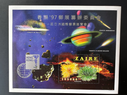 Congo Zaire 1997 Mi. Bl. 62 I Overprint Surchargé Hong Kong '97 Minéraux Mineral Space Espace Comet Comète - Minerales