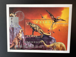 Congo Zaire 1997 Mi. Bl. 63 I INVERTED Overprint Surcharge RENVERSEE Hong Kong '97 Dinosaures Dinosaurier Dinosaurs - Prehistóricos