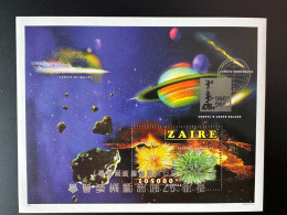 Congo Zaire 1997 Mi. Bl. 62 I INVERTED Overprint Surcharge RENVERSEE Hong Kong '97 Minéraux Mineral Space Espace Comet - Mineralien