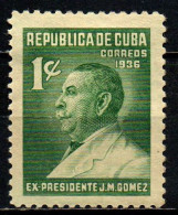 CUBA - 1936 -  Pres. Jos'e Miguel Gomez - MH - Nuovi