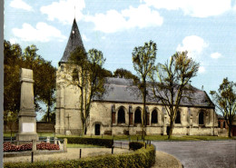 CPSM Hornoy Eglise Avec Monument Aux Morts - Hornoy Le Bourg