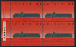 Canada 1988-92 MNH Sc 1182iii $2 McAdam Railway Station LL Plate Block - Num. Planches & Inscriptions Marge