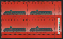 Canada 1988-92 MNH Sc 1182iii $2 McAdam Railway Station LR Plate Block - Plate Number & Inscriptions