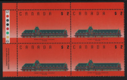 Canada 1988-92 MNH Sc 1182iii $2 McAdam Railway Station UL Plate Block - Números De Planchas & Inscripciones