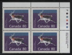 Canada 1988-92 MNH Sc 1180 Peary Caribou UR Plate Block - Numeri Di Tavola E Bordi Di Foglio