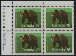 Canada 1988-92 MNH Sc 1178 76c Grizzly Bear UL Plate Block - Numeri Di Tavola E Bordi Di Foglio