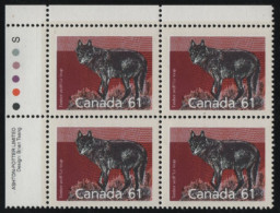 Canada 1988-92 MNH Sc 1175 61c Timber Wolf UL Plate Block - Plate Number & Inscriptions