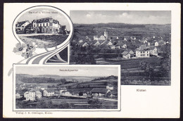 Um 1920 Ungelaufene AK, 3 Bildrig Mit Gasthof Zum Wilden Mann Und Bahnhof Quartier, Kloten. Rückseitig Etwas Unfrisch - Kloten