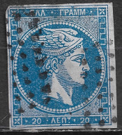 GREECE Plateflaw 20 F 6 On 1867-69 Large Hermes Head Cleaned Plates Issue 20 L Sky Blue Vl. 39 / H 27 A - Errors, Freaks & Oddities (EFO)