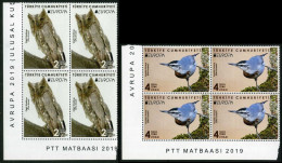 Türkiye 2019 Mi 4492-4493 MNH Europa, Pallid Scops Owl & Krüper's Nuthatch, Birds Of Prey, CEPT [Block Of 4] - Unused Stamps