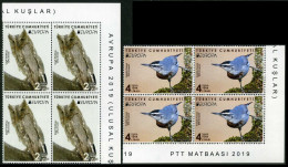 Türkiye 2019 Mi 4492-4493 MNH Europa, Pallid Scops Owl & Krüper's Nuthatch, Birds Of Prey, CEPT [Block Of 4] - 2019