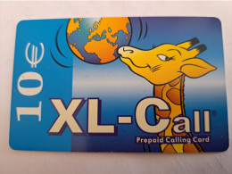 NETHERLANDS / PREPAID /€ 10,-,- / XL CALL/ GIRAFFE WITH GLOBE     /    - USED CARD  ** 14178** - Publiques