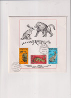 AFARS ET ISSAS-PA-TP-PA-N°94/96 OB-FDC-ANIMAUX SAUVAGES-12 DEC.1973-S/DEPLIANT-5 € L1 - Used Stamps