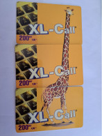 BELGIUM PHONECARDS  GIRAFFE / XL -CALL/  PUZZLE CARDS 3X PURPLE     ** 14186** - Sans Puce