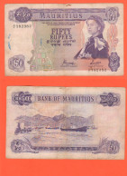 Mauritius 50 Rupees 1973 / 1982 Young Elizabeth - Mauritius
