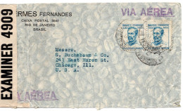 68206 - Brasilien - 194? - 2@5.000R A LpBf RIO DE JANEIRO -> Chicago, IL (USA), M Brit Zensur - Cartas & Documentos