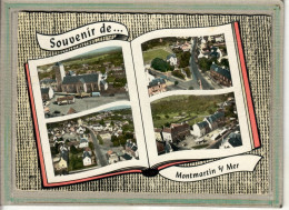 CPSM Dentelée (50) MONTMARTIN-sur-MER - Carte Souvenir De Multivues Aériennes Au Livre Ouvert - Colorisée De 1968 - Montmartin Sur Mer