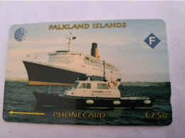 FALKLAND ISLANDS   7,5 Pound  GPT /  BOAT / CRUISESHIP   / 3CWFA /    New  Logo C&W / USED  **14200** - Falklandeilanden