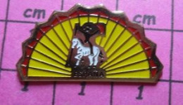 2119 Pin's Pins / Beau Et Rare / SPORTS / TAUROMACHIE ESPANA EVENTAIL PICADOR CHEVAL BLANC - Bullfight - Corrida