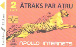 Latvia:Used Phonecard, Lattelekom, 2 Lati, Cheetah, 2006 - Latvia