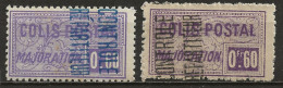 ALGERIE: **, CP N°13 X 2, Normal Et Surch. Renversée, TB - Colis Postaux