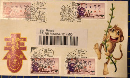 ATM LABEL-YEAR OF THE MONKEY- FIRST DAY USED WIYH 1ST DAY CANCEL. NICE COVER - Automatenmarken