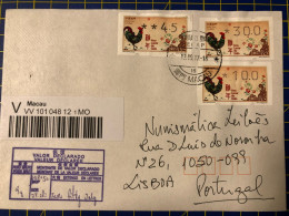 ATM LABEL-YEAR OF THE COCK\ROOSTER- VALUE DECLARED COVER TO PORTUGAL, FINE AND RARE - Automatenmarken