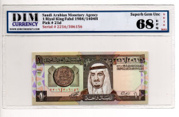 Saudi Arabia Banknote - 1 Riyal - ND 1984 - King Fahad - Superb Gem UNC 68 EPQ - No1 - Saudi-Arabien