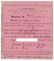 12241 "LARIANA - BIGLIETTO DI VIAGGIO SU BATTELLO, TRATTA COMO - LECCO / A/R - 1933 N° 6902 " BIGL. DI TRASP. ORIG. - Europe