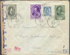 N°573-574(3)-576 Obl. Sc GENT 10 Sur Lettre Censurée (bande Et Cachet Allemands) Du 6-10-1941 Vers Roma (Italie) - 21390 - Briefe U. Dokumente