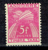 Taxe 5 Francs Rose-lilas (sans Gomme) - Unused Stamps