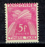 Taxe 5 Francs Rose-lilas (sans Gomme) - Ungebraucht